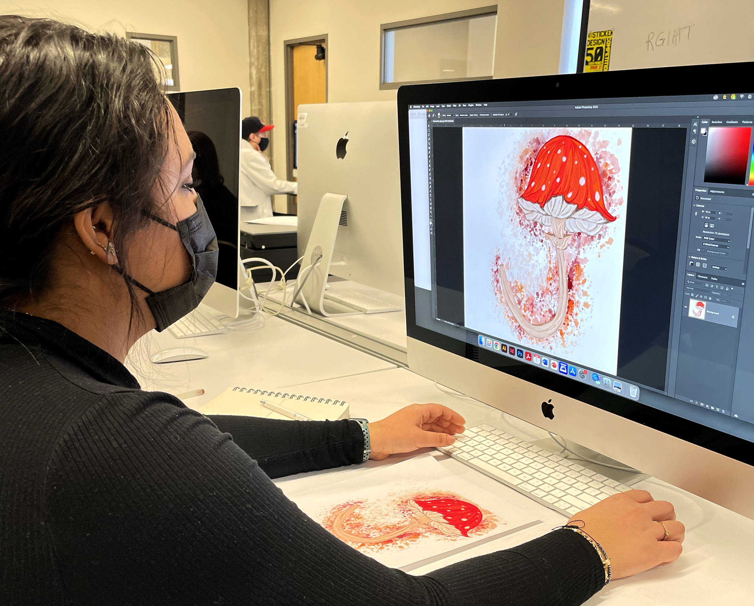 Student Working on a Graphic on the Computer